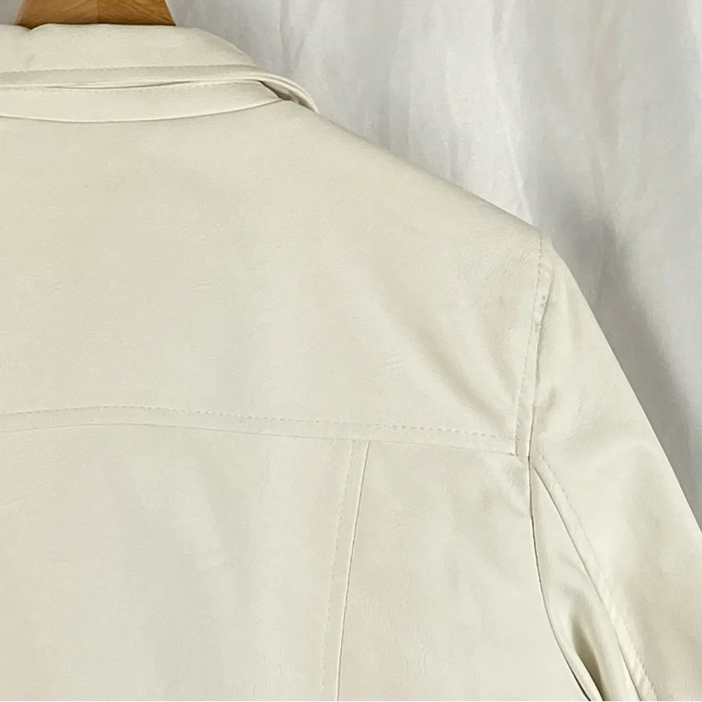 Love Tree White Vegan Leather Moto Zipper Jacket Size Large - Picture 13 of 16